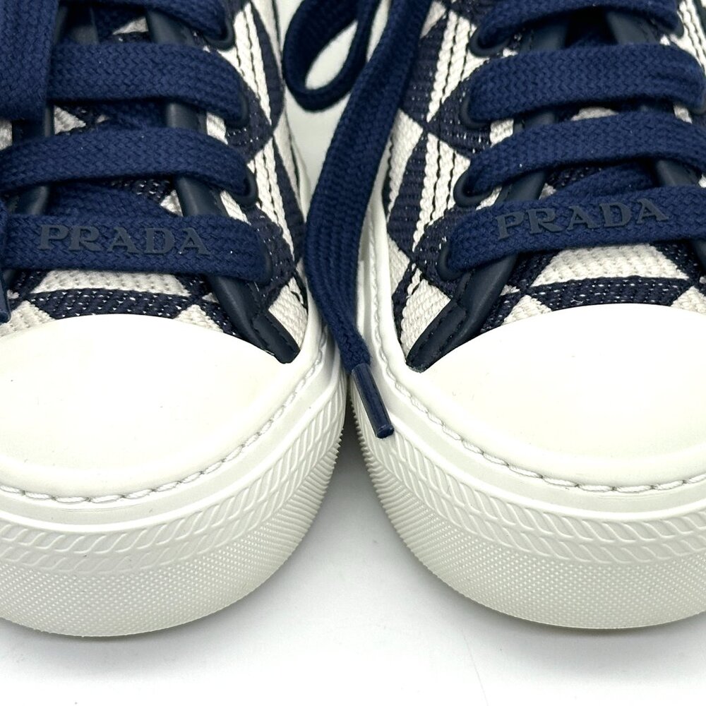 PRADA Triangle Logo Jacquard Lace Up Platform Sneakers Trainers Flat Shoes - Picture 7 of 14